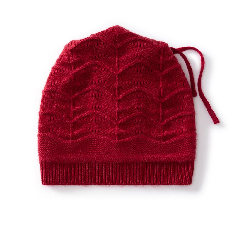 Autumn And Winter Women'S 100% Cashmere Wavy Knit Hat And Neck Warmer, A Versatile Fashion Accessory, image 4