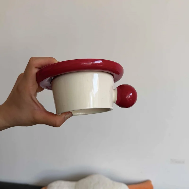 Cute Teacup Ceiling Lamp Retro Ceramic Aisle Entrance Balcony Red Cream LED Lamp