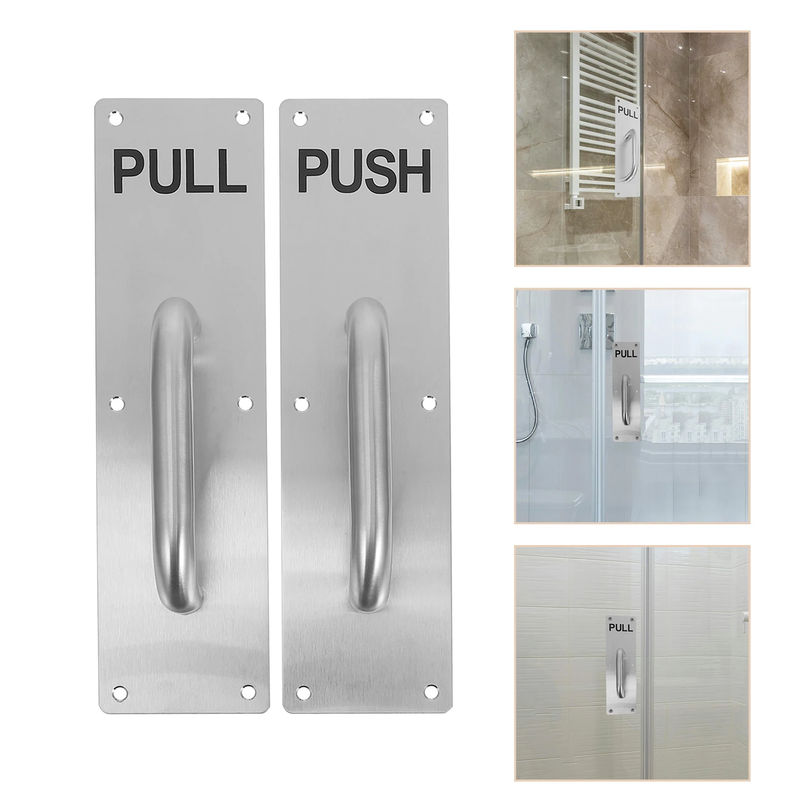 

1 set Stainless Steel Push Pull Door Handles with Directional Signage for Double Doors Hotel Barn Hardware