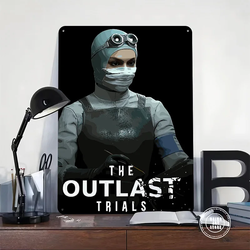 The Outlast Trials Game Art Poster Retro 3D Printed Metal Signs Customized Wall Hanging Gift for Home Decor Items Wand Deko Room