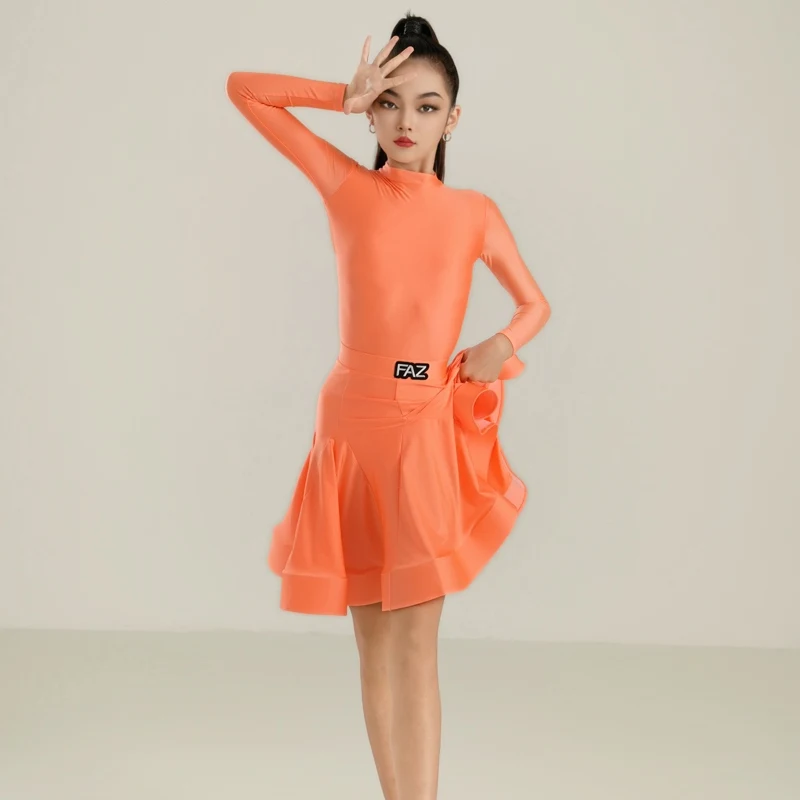 Jupe pour filles, vêtements de spectacle Samba, col haut, Costume de concours de danse latine, vêtements d'entraînement de danse ChaCha, body