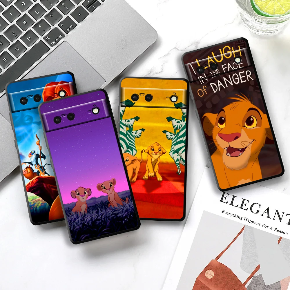 Чехол для телефона Disney The Lion King для Google Pixel 9 8 7 Pro 6 Pro 6A 5A 5 4 4A XL 5G, черный мягкий чехол Fundas