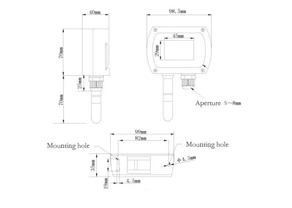 Rs485 Modbus Wall-mounted Temperature And Humidity Transmitter Sensor 4-20ma With Display Track Installation
