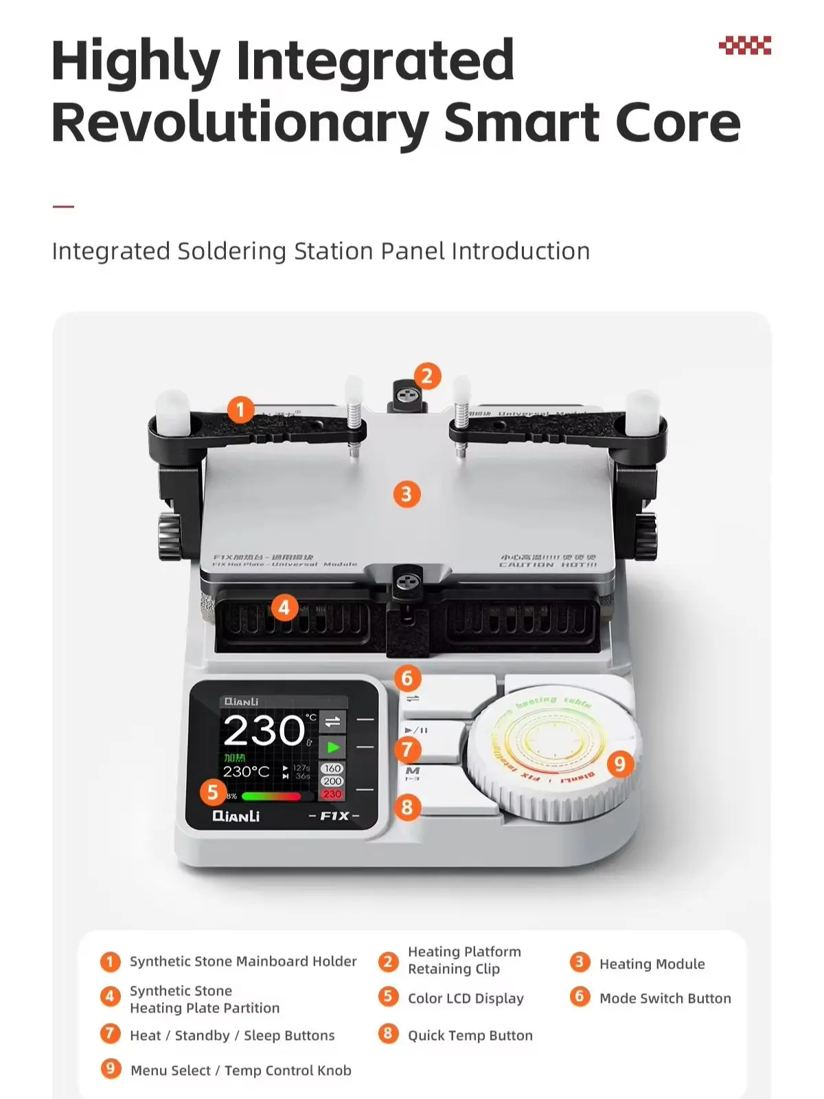 QianLi F1X Integrated Smart Desoldering Platform 60-280C Motherboard Preheater Heating Station for iP Phone Logic Board Repair