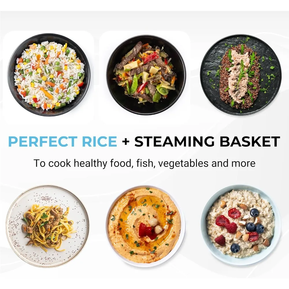 Rice Cooker 10-Cup (Cooked) Steaming Basket One-Touch Operation, Automatic Keep Warm Function, Red