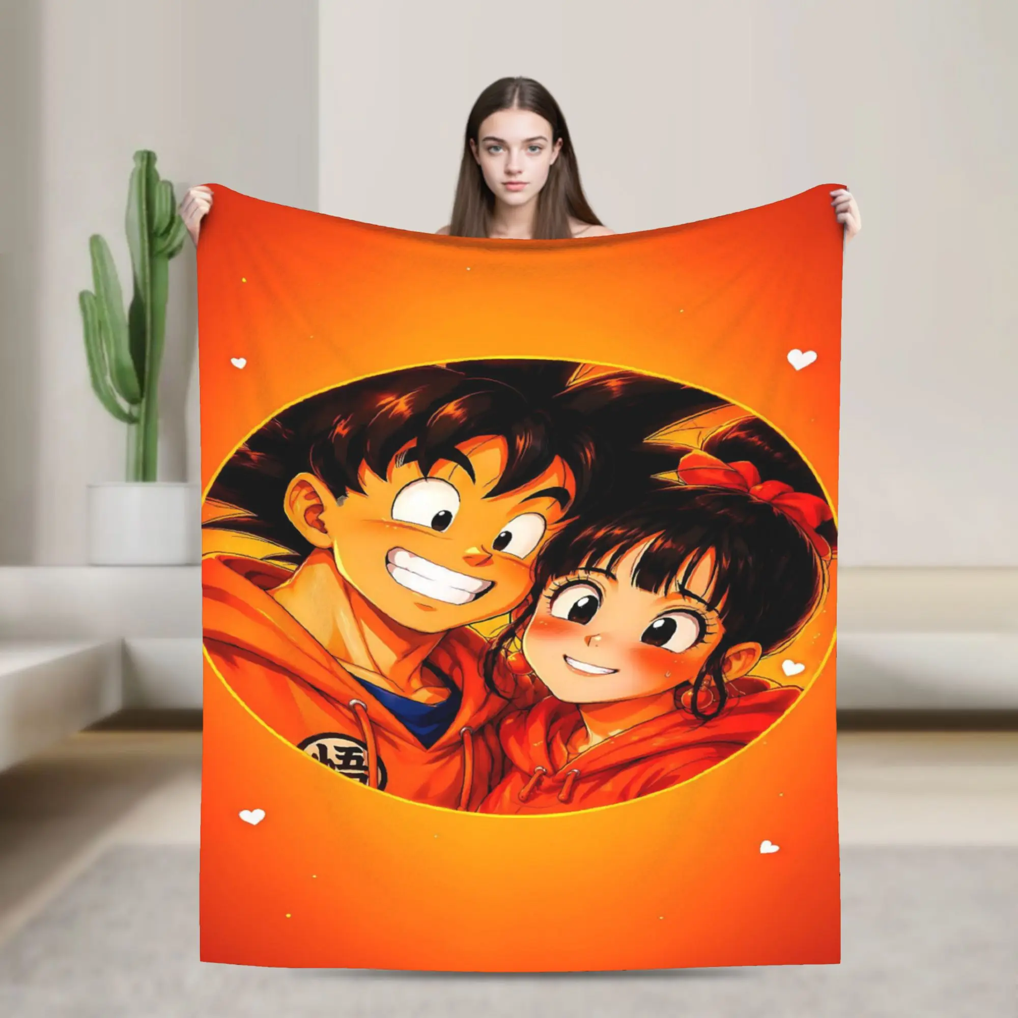 Sunset Trio D-Dragon B-Ball Blankets  Warm Soft Fluffy Plush Throw Blanket For Child Couch Bed Flannel Bedspread Bed Cover