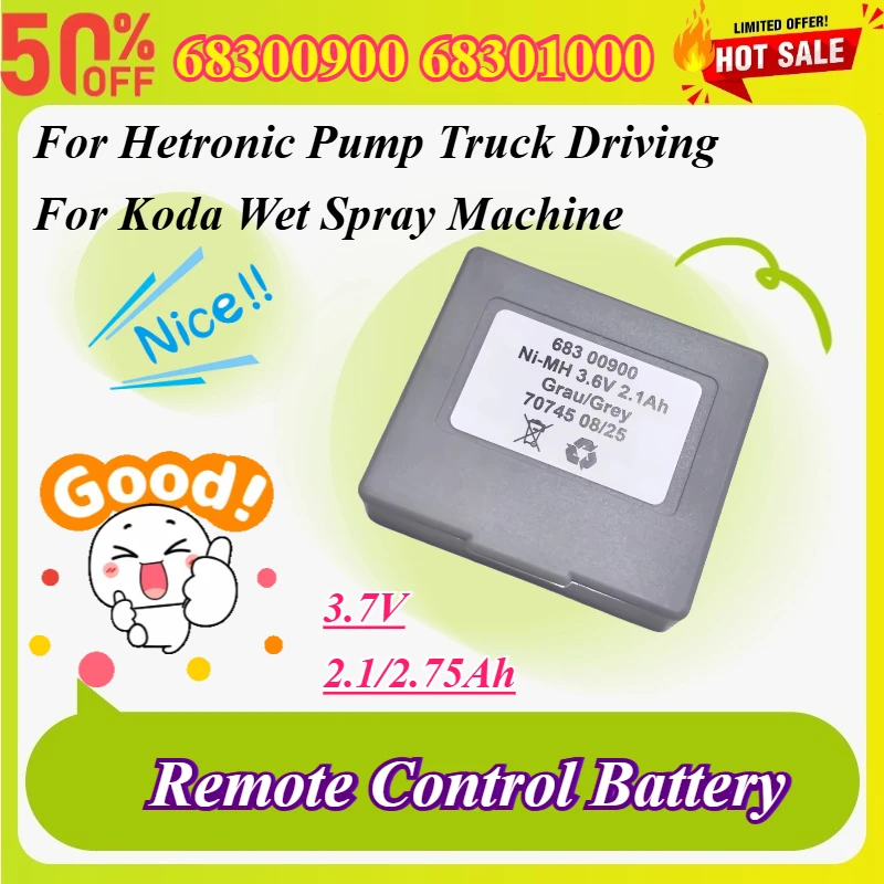 

68300900 68301000 2.1/2.75Ah Remote Control Battery for Hetronic Pump Truck Driving for Koda Wet Spray Machine Ni-MH Battery