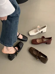 Brief Pumps 2024 Platform Heels Retro Women Shoes Slip On Sandals Ladies Lace-Up Square Toe Latest Mary Jane Sweet Slip-On Afric