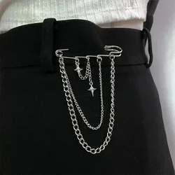 Dark Tassel Pendant Metal Butterfly Chain Brooch for Women Men Suit Decoration Tassel Chain Metal Beads Pin Cloth Jewelry Gift