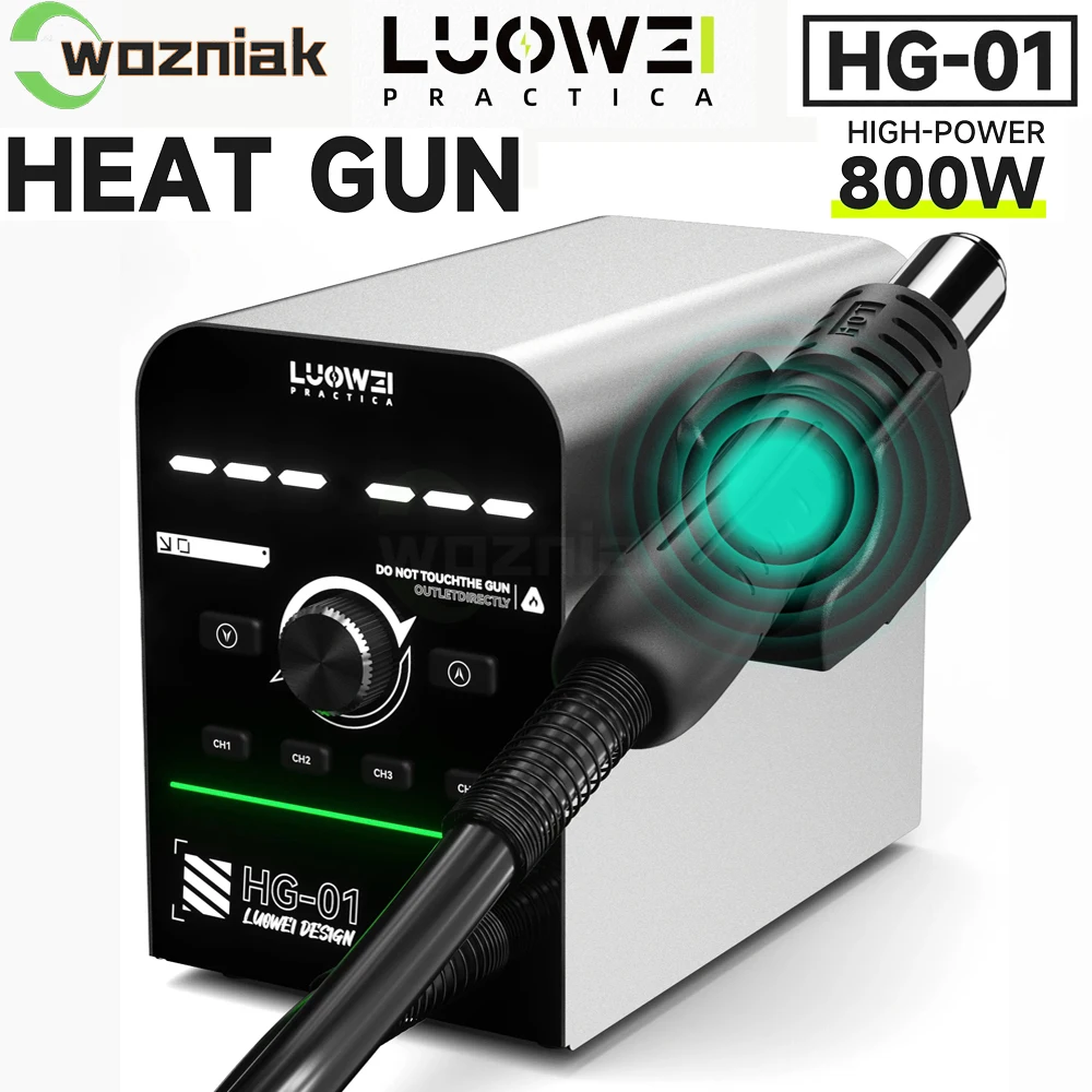 LUOWEI HG-01 800W Intelligent Hot Air Gun High-power Large Fan Digital Display for Mobile Phone BGA Rework Soldering Station