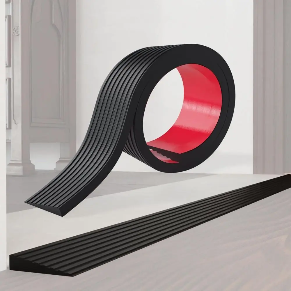 Durable 1M Doorway Threshold Ramp PVC Wear-resistant Rubber Ramp Striped Self-adhesive Stair Anti Slip Tape