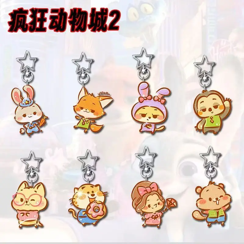 

Zootopia 2 Movie Peripherals Nibbles Acrylic Keychains Flash Figurine Nag Accessory Fru Fru Acrylic Pendant Cute Toys Nick Toys