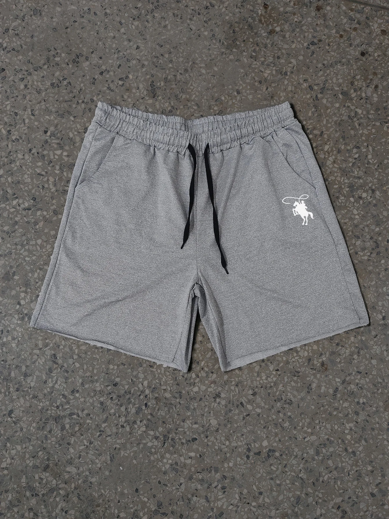

Men's Summer Soccer-Inspired 4" Inseam Gray Shorts, Horse Logo 4 Inch Bottoms for Daily & Date