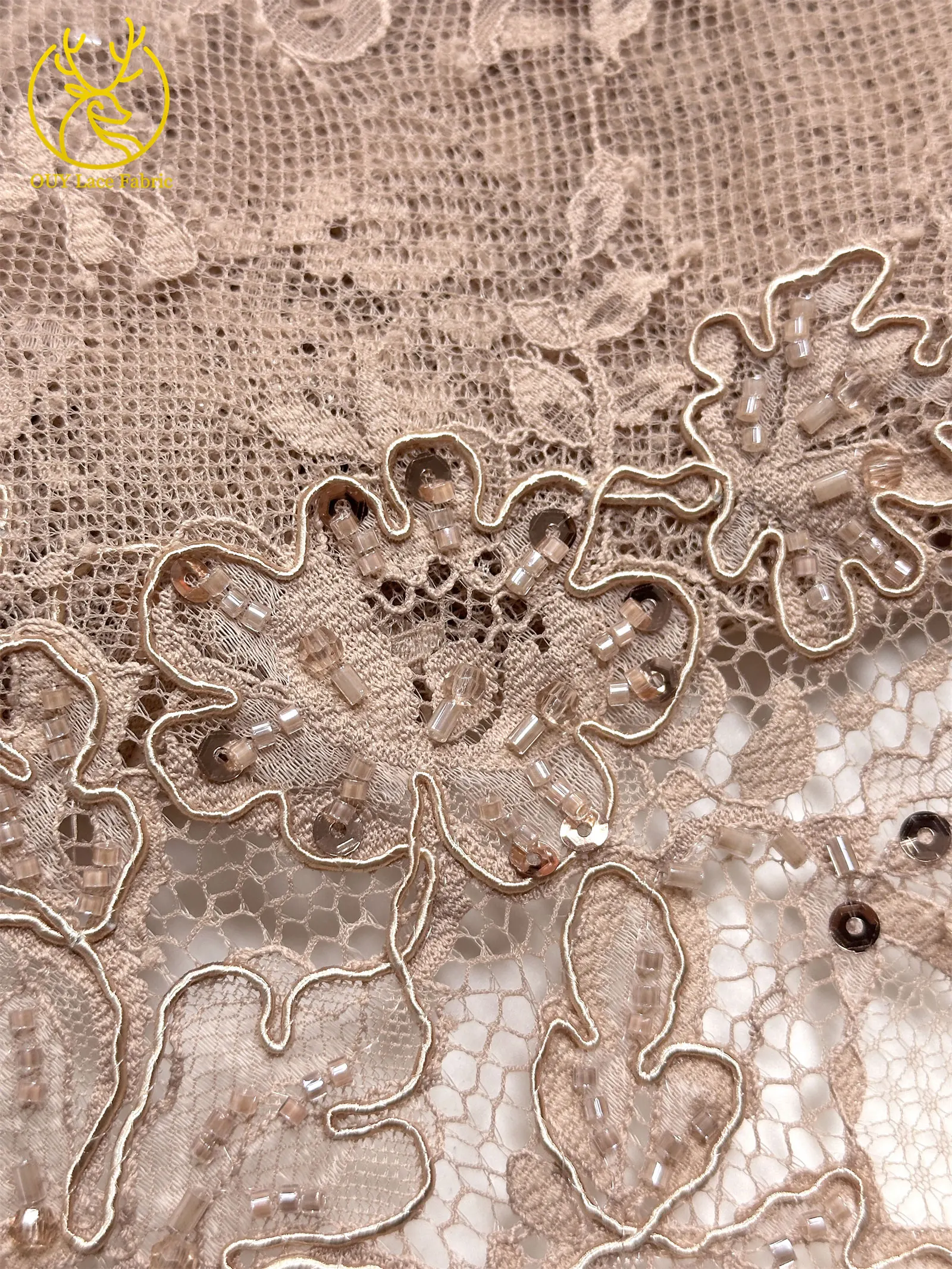 2026 Schwarzer Afrikanischer Perlen-Pailletten-Tüll-Spitzenstoff, Hochwertig und Luxuriös für Damen-Hochzeiten, DIY-Näharbeiten, Kleiderverzierung, 3 Meter – Detail 14