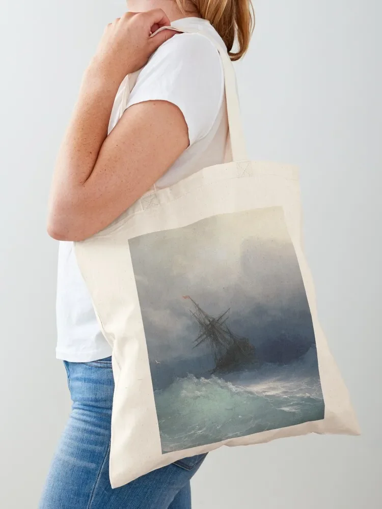 Ivan Ayvazovsky - Ship On Stormy Seas Tote Bag Handbags women shopper bag women tote bags cloth bags woman shopping bag