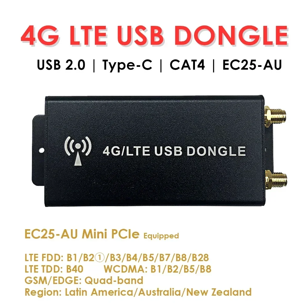 4G LTE Dongle with EC25-AU Mini PCIe Modem Industrial Mini PCIe to USB Type-C Adapter with SIM Card Slot