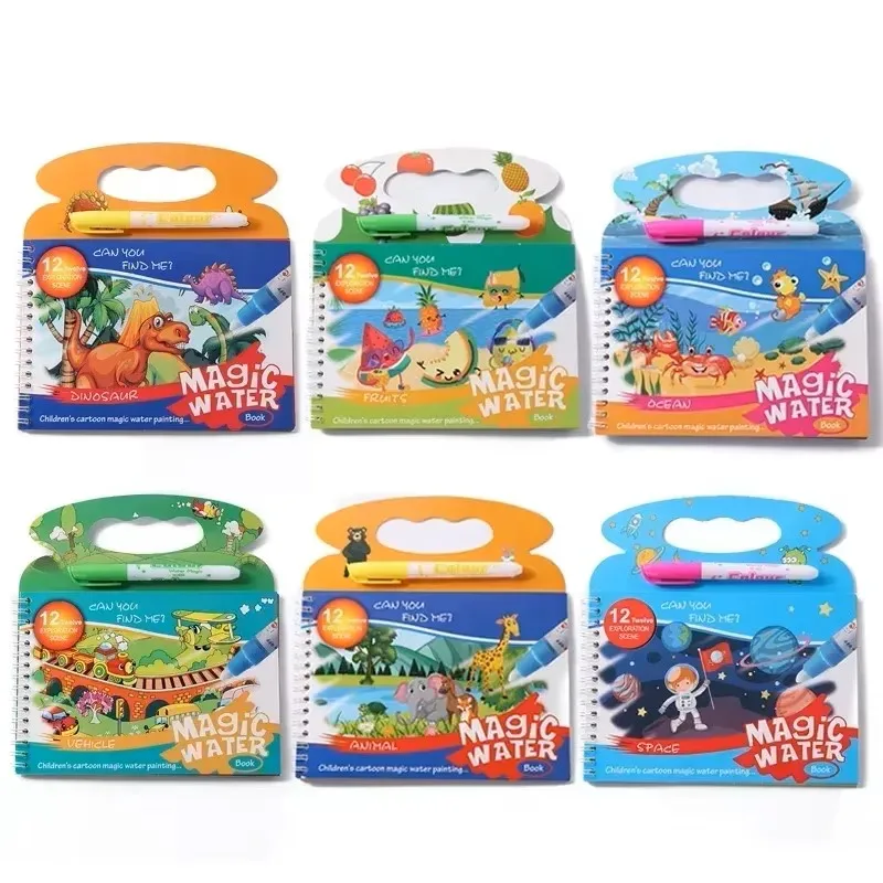 كتاب الرسم المائي السحري للأطفال الصغار ألعاب التعليم المبكر قابلة لإعادة الاستخدام كتاب تلوين الرسم السحري للأطفال ألعاب مونتيسوري