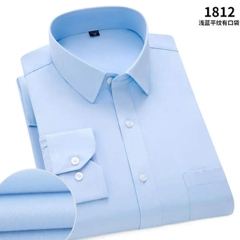 Men's Long-Sleeved Shirt Business Casual Solid Color Striped Plaid Spring Summer Free Ironing All Fit Tooling Comfortable image 3