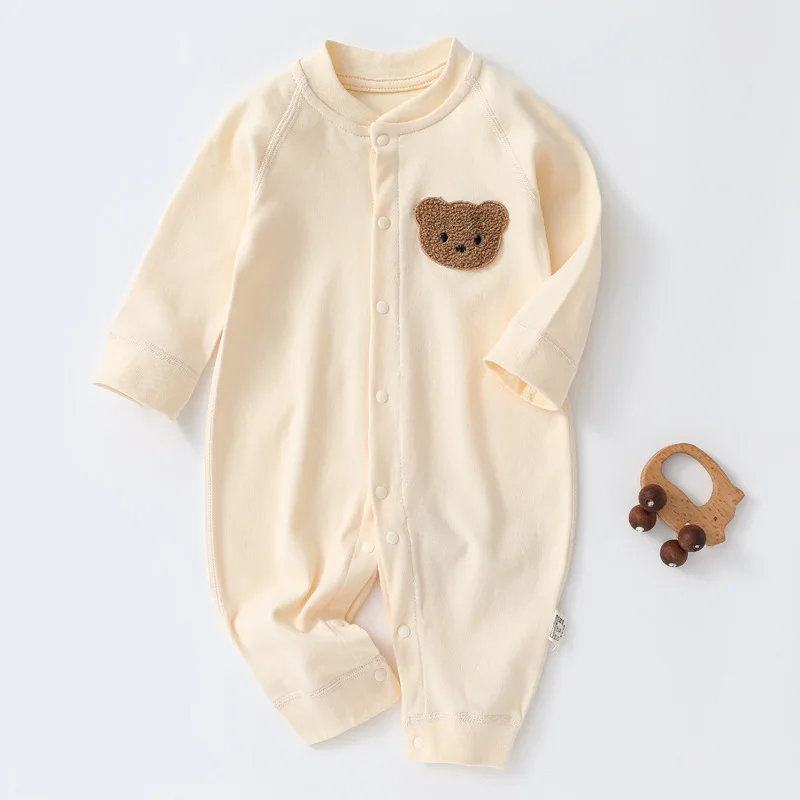 Newborn Baby Clothes Spring and Autumn Pure Cotton Long Sleeved Pajamas Jumpsuit