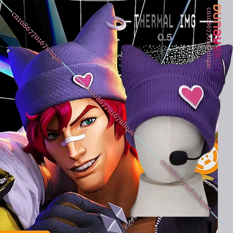 Game LOL Sett Heartsteel Cosplay Hat Woman Personality Hip Hop Fashion Purple Knitted Hat Halloween Party Role Play Props