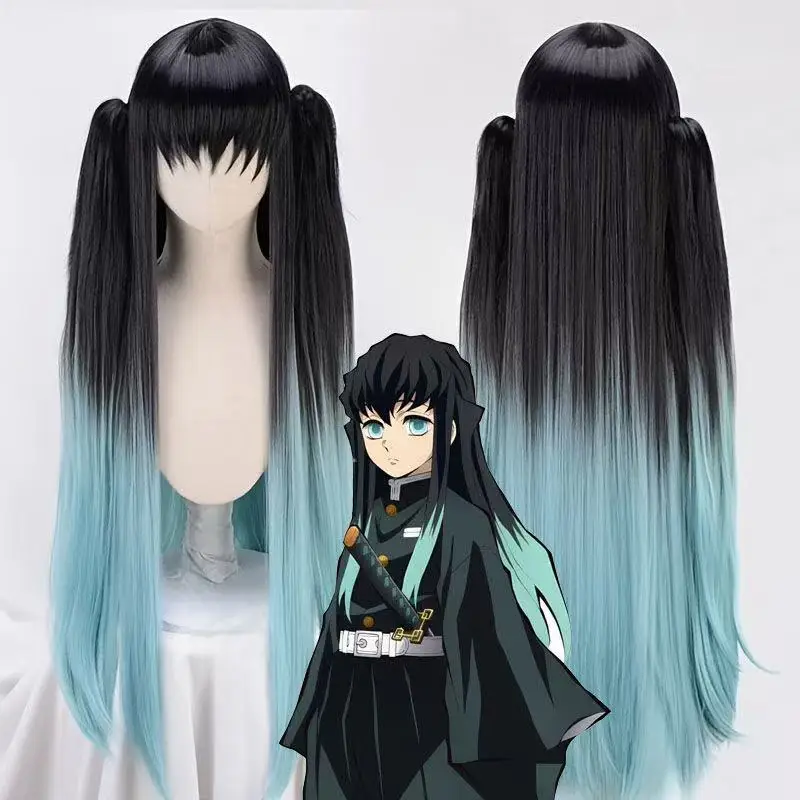 

Tokitou Muichirou Cosplay Wig Anime Demon Muichirou Tokitou Black and Blue Gradient Long Hair Wigs Halloween Props Men Women Cos