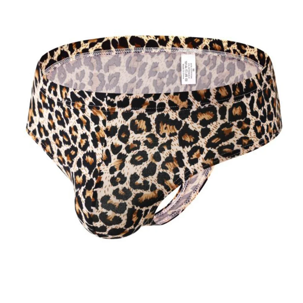 Sexy Men\'s Briefs Pouch Panties Elastic Lingerie Low Waist Underwear Hombre Leopard Breathable Underpants Ultra-Thin Knickers