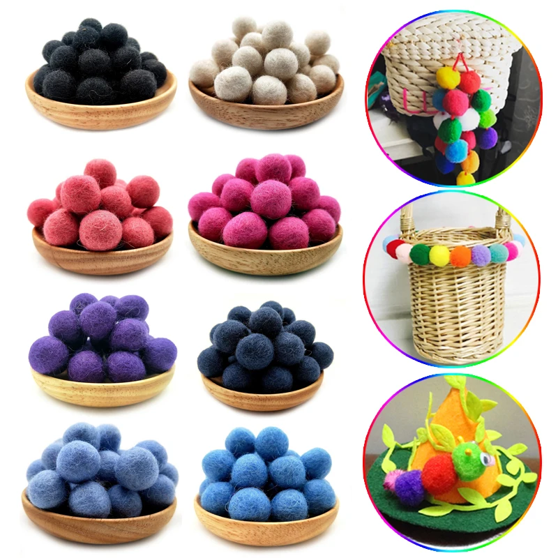 10Pcs Wool Felt Pompoms Ball Poke Mini Fluffy Soft Pom Poms for Wall Wedding Party Home Decoration DIY Sewing Craft Supplies