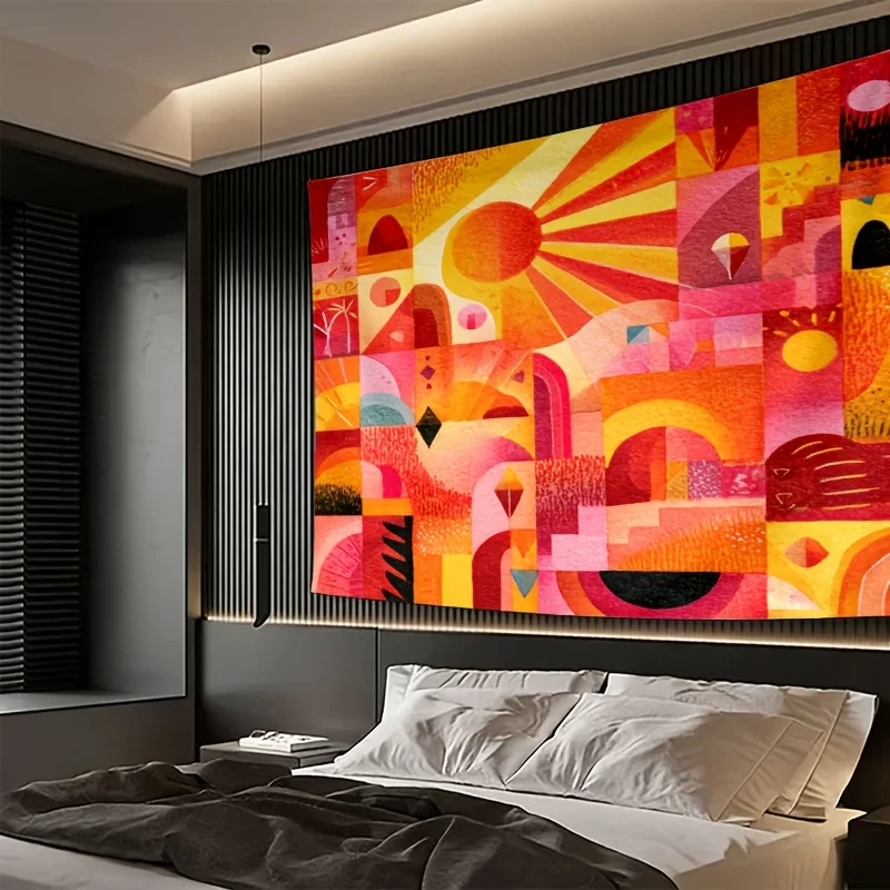 Abstract Geometric Sunburst Pop Art Wall Tapestry Boho Living Room Decoration Textile Canvas Print