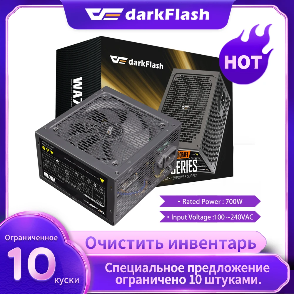 

Darkflash WA700 Max 700W PC PSU Power Supply Units 24 Pin 12V Input Voltage 110V-240V 120mm Quiet Fan Power for Desktop Computer