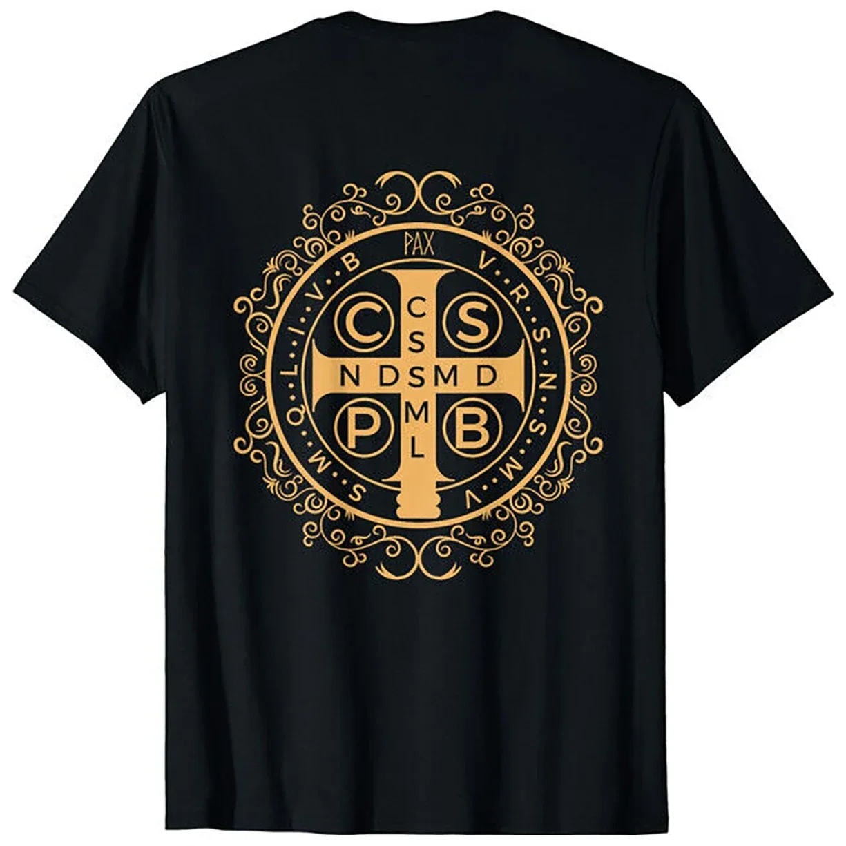 Saint Benedict Medal Catholic Gift T-Shirt 100% Cotton O-Neck Short Sleeve Summer Casual Mens T-shirt Regilion Streetwear