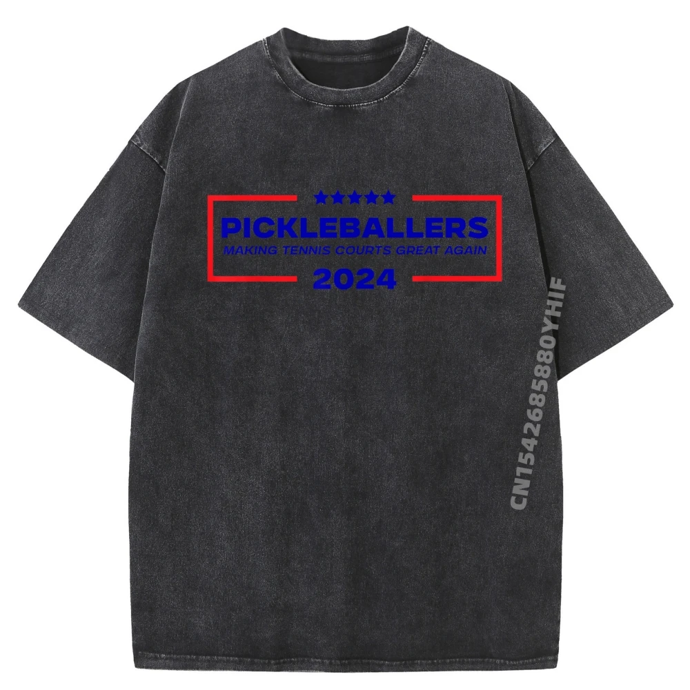 

Funny Pickleball Saying Making Tennis Courts Great Again Luxury Designer Men's Clothing Street Washed Tops T Shirt Aesthetic