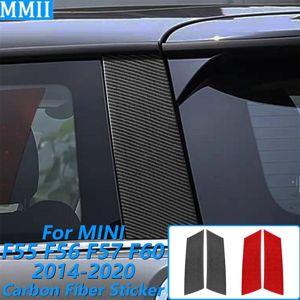 

Для MINI F55 F56 F57 F60 2014-2020: Накладка на заднюю стойку окна из углеродного волокна, декоративная наклейка, аксессуар для автомобиля