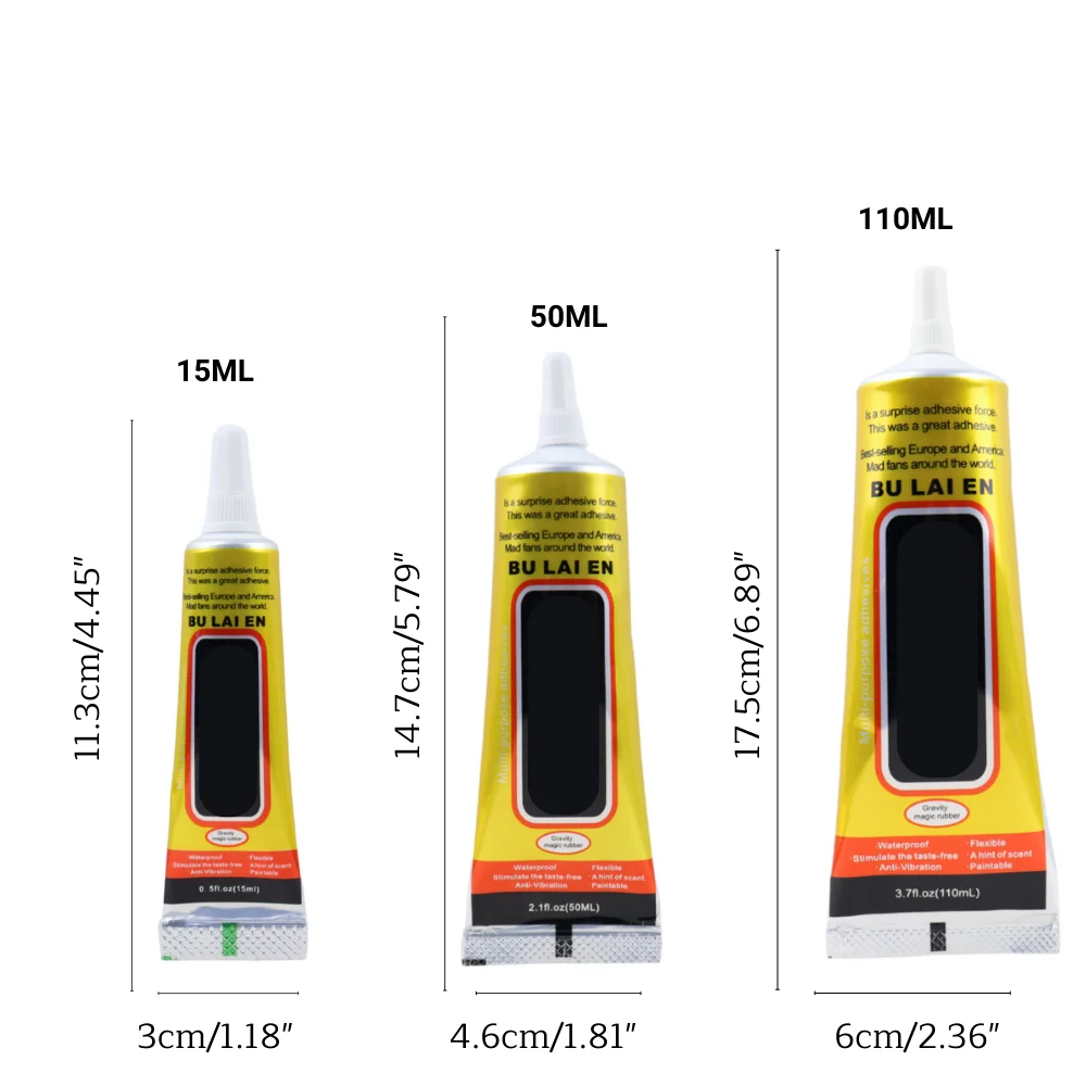 Phone Battery Cover Frame Gap Filling DIY Glue Black Contact Repair Adhesive with Precision Applicator Tip 15ML 50ML 110ML