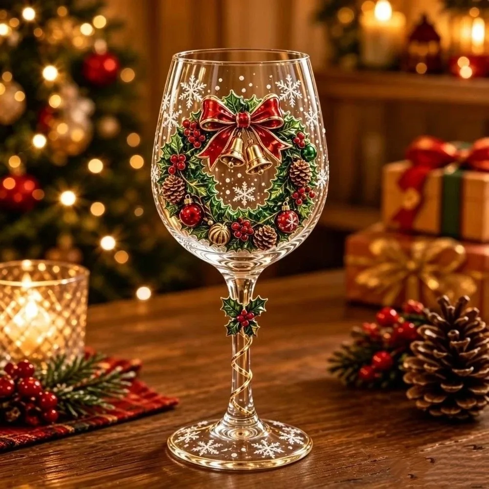 Christmas Gifts Santa Claus Christmas Wine Glass Snowman Transparent Clear Stemmed Cup Funny 3D Creative Tall Glass Table Decor