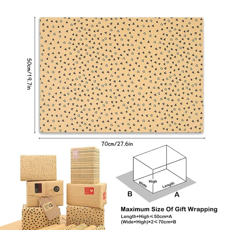 HOT-Kraft Gift Wrapping Paper,Birthday Wrapping Paper,24 Sheets Kraft Brown Wrapping Paper With Tags Jute Strings Sticker