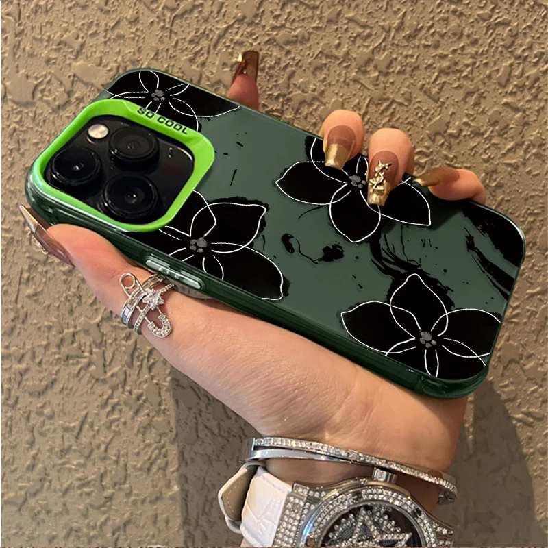 خمر الأسود الأزهار قضية الهاتف لسامسونج غالاكسي S23 S24 S25 S22 الترا S21 زائد FE A56 A36 A26 5G A16 A06 4G نوت 20 غطاء