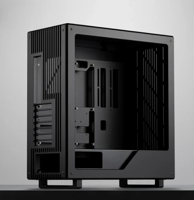 All-Aluminum Water-Cooled PC Case, Split Tower Desktop Chassis with Transparent Side Panel
