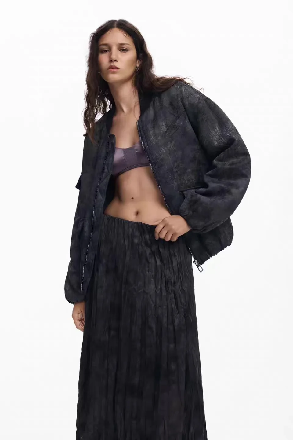 2026 Spain Original European and American Style New Jacquard Long Elastic Waist Skirt