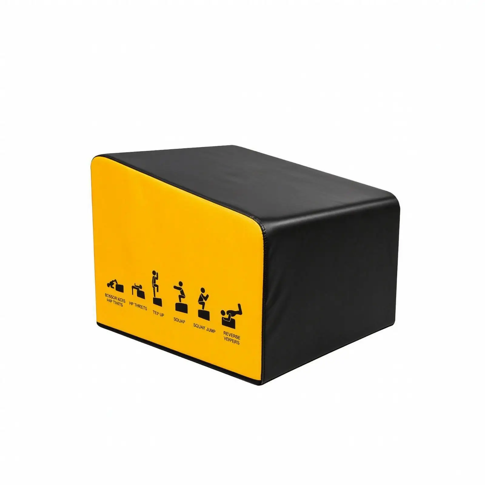 Compact Glute Thrust Box | Wipewipeable surface Surface, Printed Exercise symbols, glute raise Box, for Home Gym