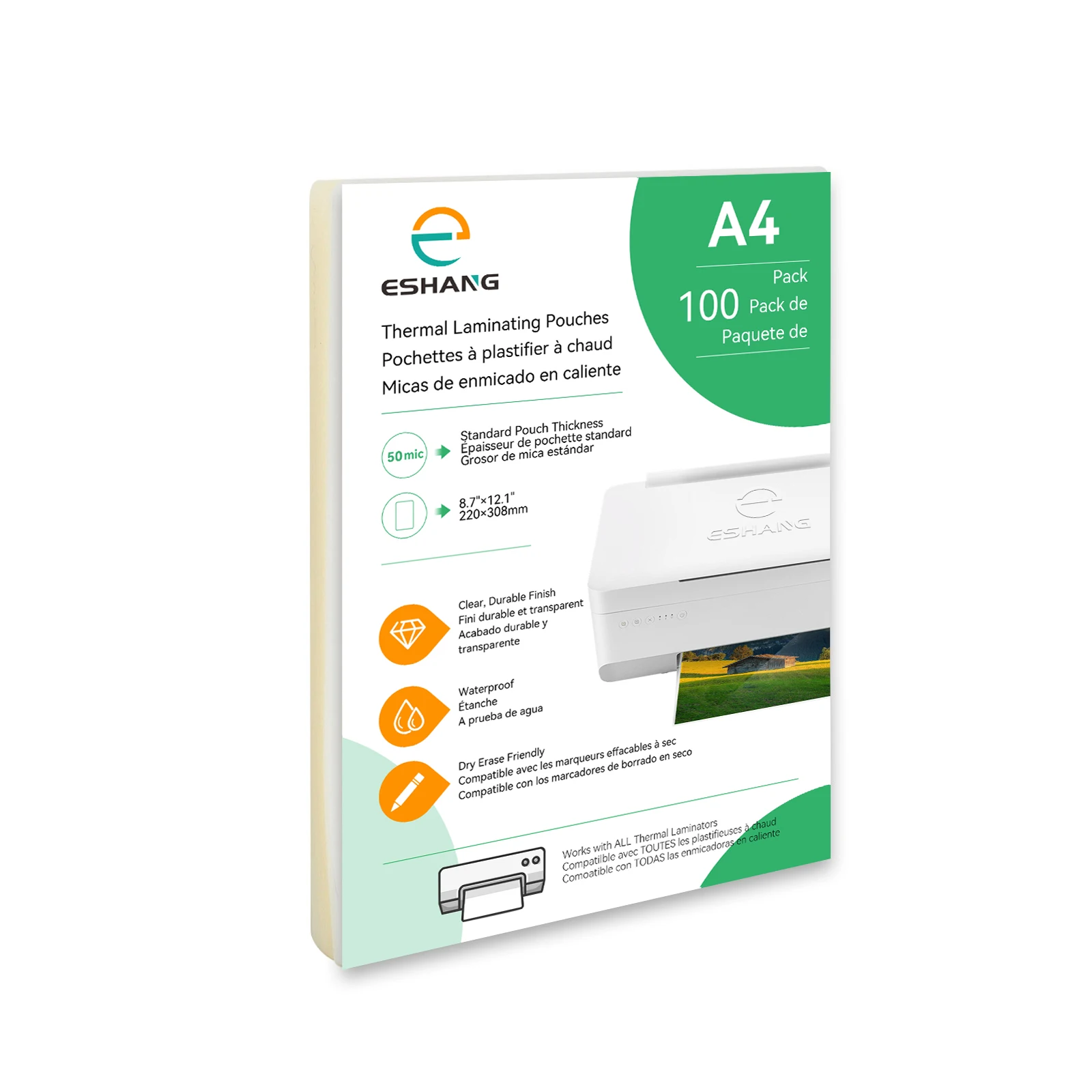 100-Pack Thermal Laminating Pouches - Multi-Size (2R to A4/A3) with Rounded Corners - Compatible with All Thermal Laminators