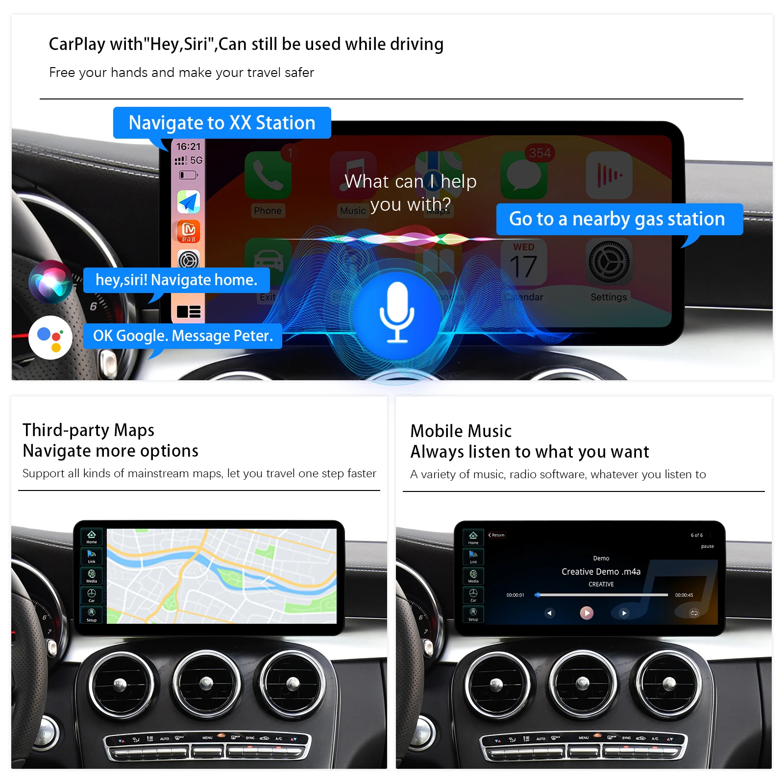 شاشة لينكس Carplay اللاسلكية الضيقة للغاية مقاس 12.3 بوصة لسيارة Mercedes Benz W205 GLC Class X253 W446 Android 14 شاشة راديو تلقائي NTG5.0 #5