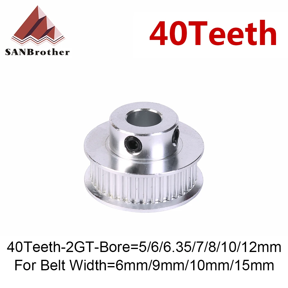 GT2 Timing Pulley 40 Teeth Bore 5mm 6mm 6.35mm 8mm 10mm for belt used in linear 2GT pulley 40Teeth