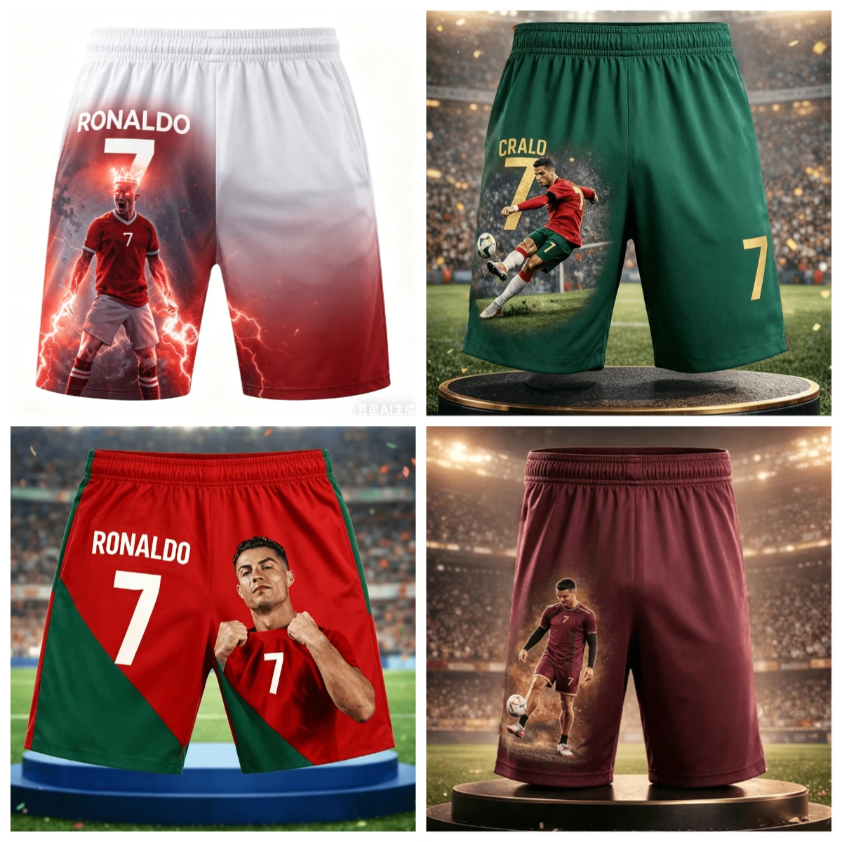 CR7 Quick-Dry 3D Printed Casual Pants for All Ages – A Must-Have for Beach & Sports Style