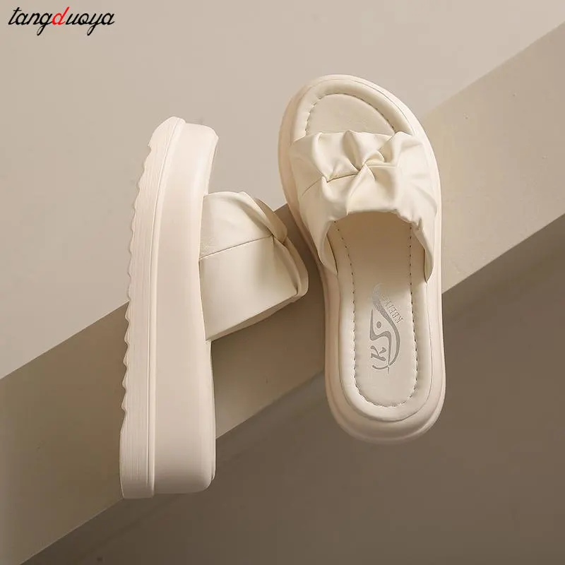 Fashion Outer Slippers Women New 2024 Summer Non-slip Thick-soled High-heeled Slippers Women Casual comfortable beach slippers