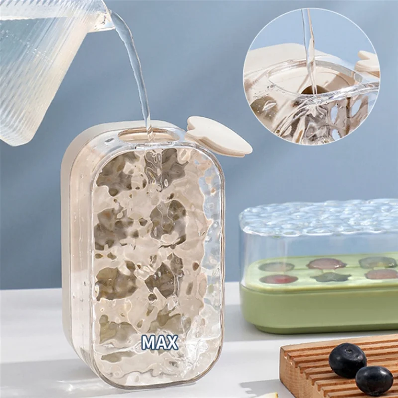 

J1UL1N Press Ice Cube Tray 8 Ice Cube Tray Box Push Type Ice Cube Maker Easy To Demold Ice Tray Mold Summer Kitchen Gadgets