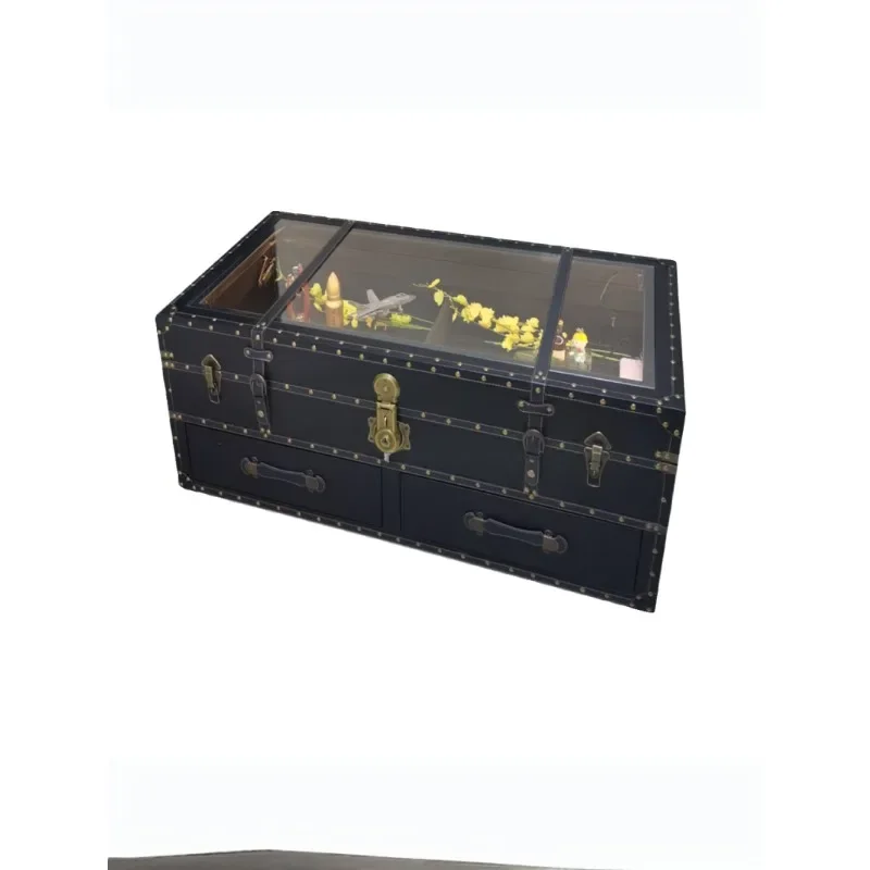 

retro storefront display display cabinet table tempered glass leather box size personalized creative bar large coffee table