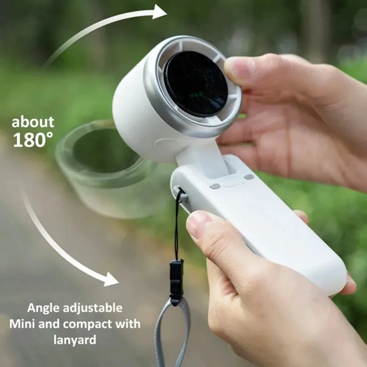 1Pc Portable Mini Turbo Fan Rechargeable Foldable Handheld Fan with LED Display 5 Speeds Desktop Fan for Outdoor Travel Office