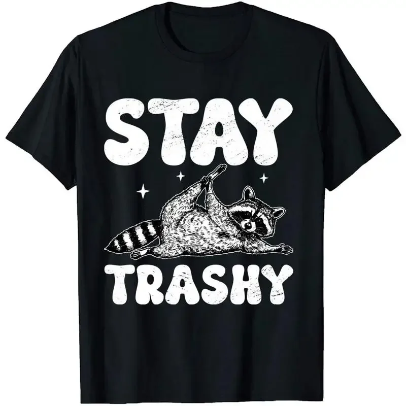 Vintage 90S Funny Racoon T Shirt Retro Y2K Boho Aesthetic Cute Stay Trashy Fun Meme Cottagecore Oversized Raccoon