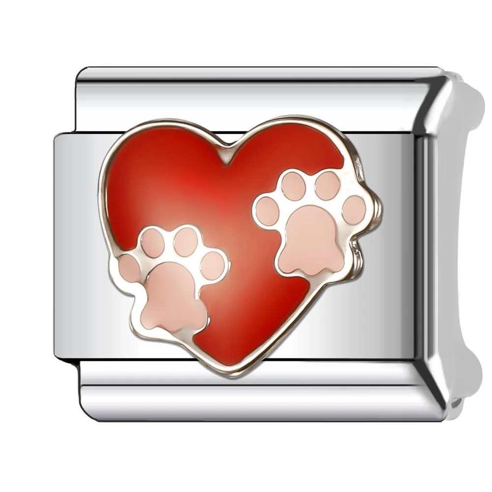 Romantic Colour Heart  Love Series Italian Charm Stainless Steel Bracelet 9mm Diy Jewelry DIY Making