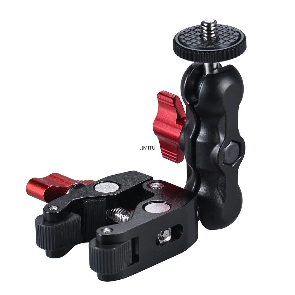 Universal Magic Arm Multi Functional Ballhead Clamp Double Ball Adapter Shoe Mount Adapte For Monitor Led Light Video 1/4 Camera